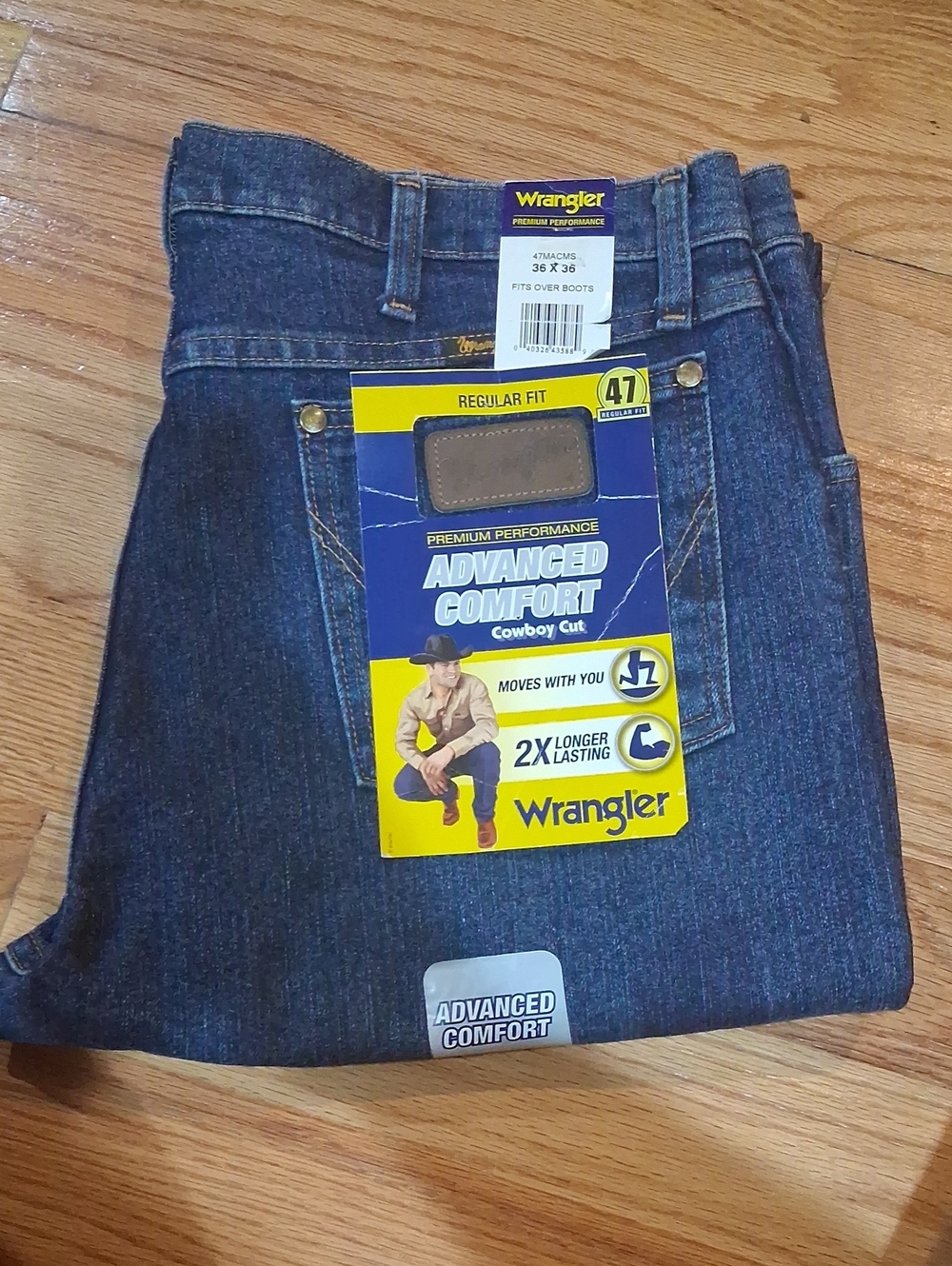 Wrangler Men’s Bootcut Jeans - Dark Blue Denim Size 36x36